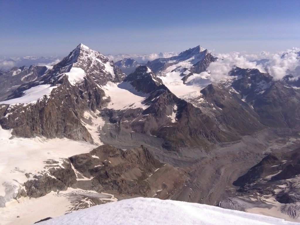 Blick von der Dent d'Hérens auf die Dent Blanche, Aostatal, Wallis, Viertausender, Hochtour