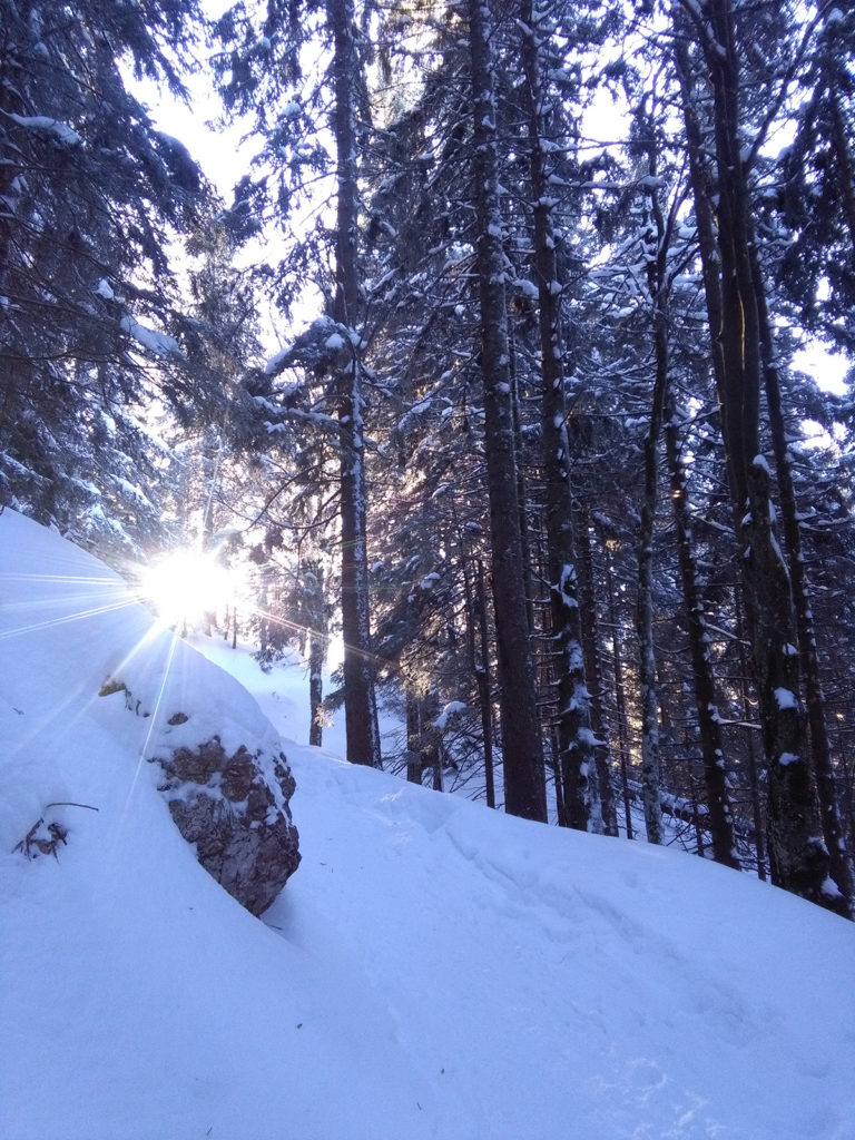 Erster Sonnenstrahl im Aufstieg