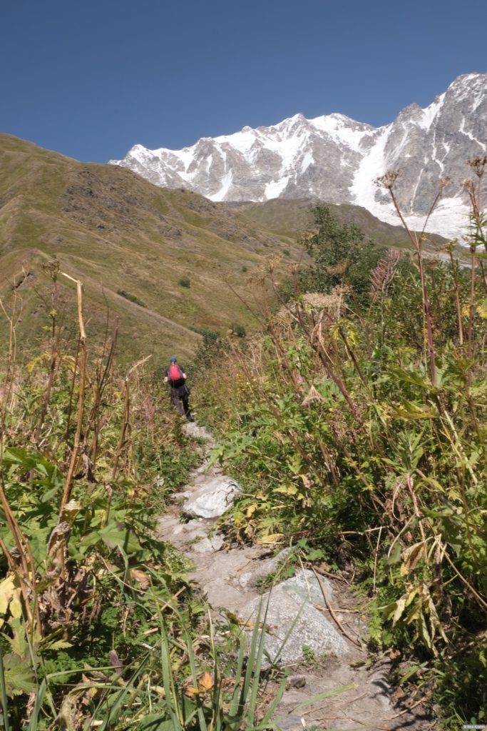 Durchs Flussbett zum Schchara Gletscher. Foto: Nina Kramm