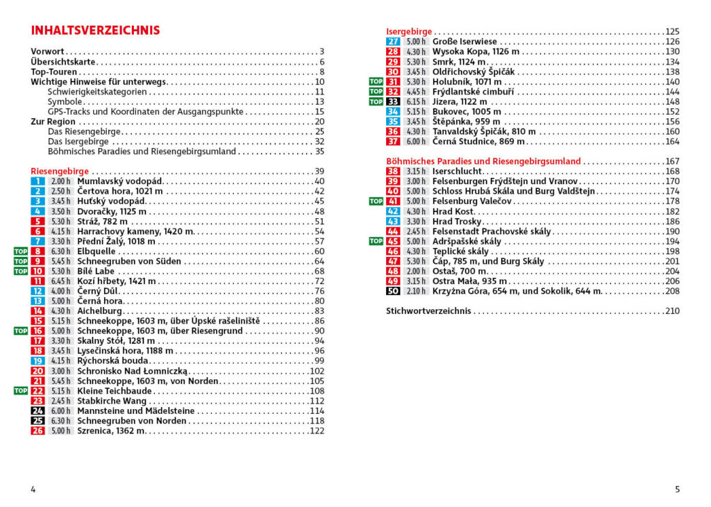 Inhaltsverzeichnis Rother Wanderführer »Riesengebirge«
