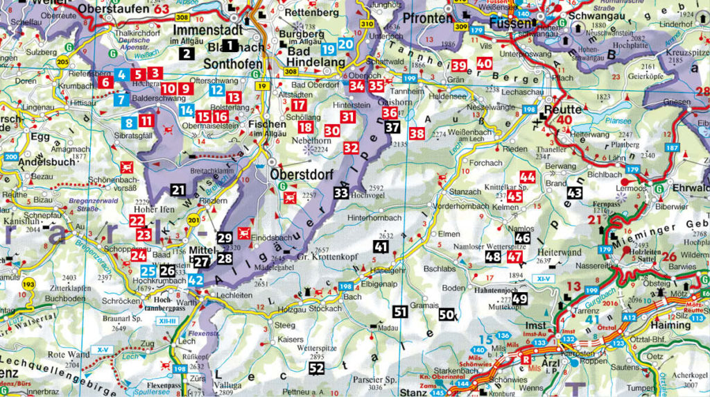 Übersichtskarte aus dem Rother Skitourenführer "Allgäuer Alpen und Lechtal"