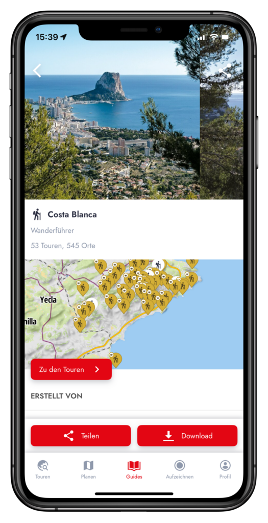 Der digitale Wanderführer "Costa Blanca" in der Rother App"