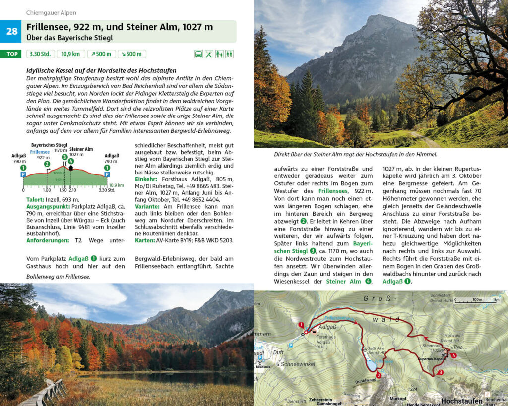 Tour "Frillensee und Steiner Alm" aus dem Rother Wanderbuch "Leichte Wanderungen Chiemgau und Berchtesgardener Land"
