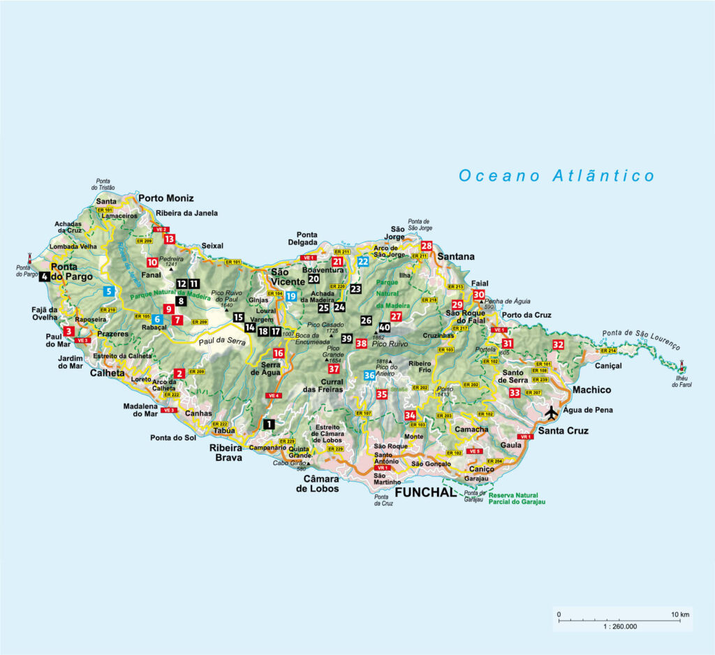 Touren-Übersichtskarte aus "Wilde Wege Madeira"